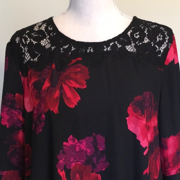 EST 1946 Brand Flowy Black Floral Print Mini Dress - Picture 2 of 8